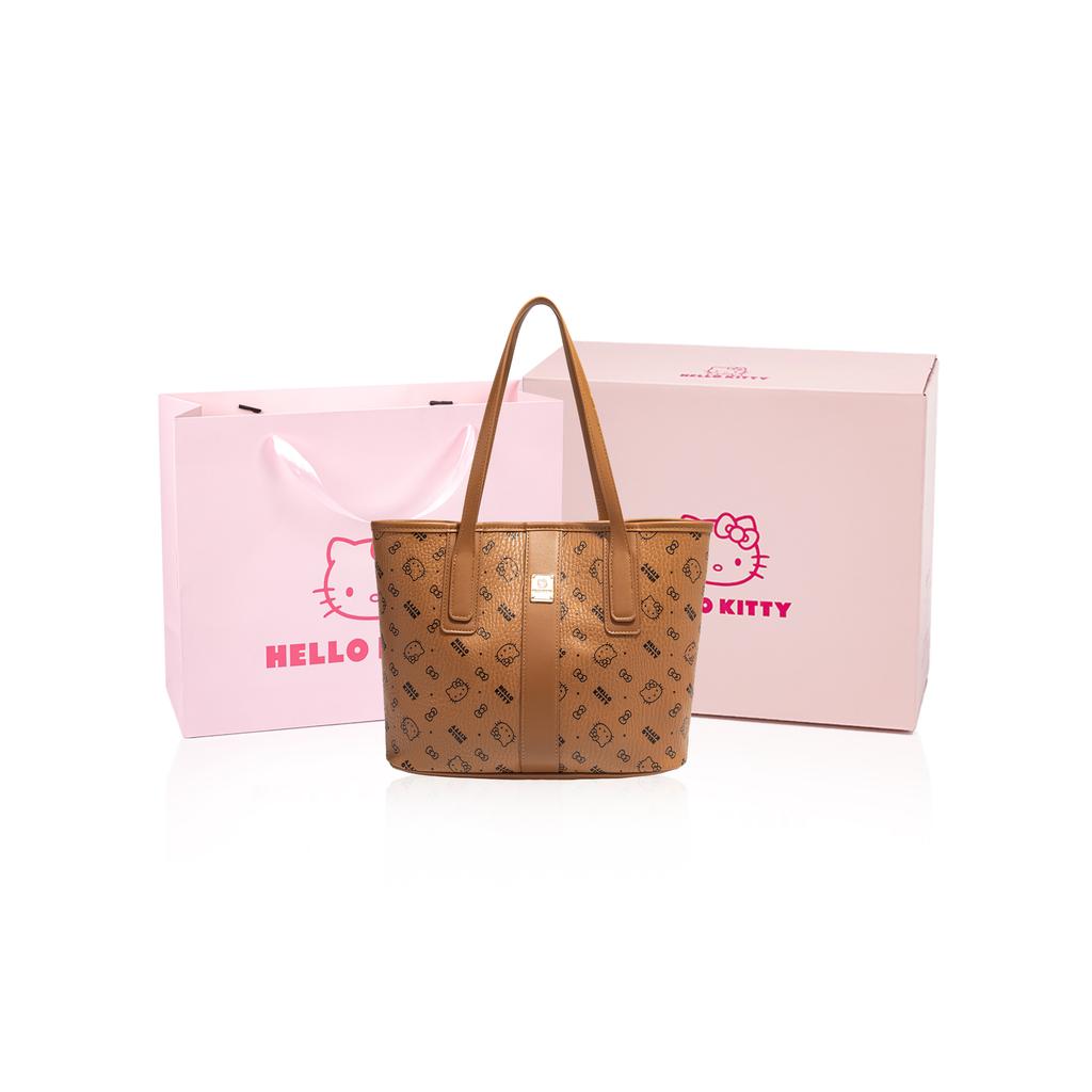 Nová PU taška Sanrio Hello Kitty, nákupní taška, taška přes rameno, běžná dámská, růžová/barva mléčného čaje/hnědá SHHF41495-1