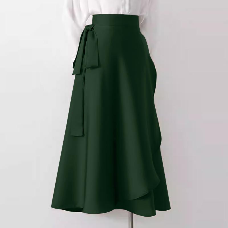 

ZANZEA Женские повседневные длинные юбки с эластичной талией сзади, свободные, с оборками 5XL темно-зеленого