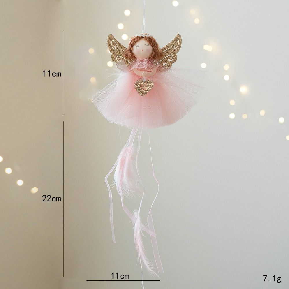Feather Christmas Hanging Decorations Mesh skirt Angel Girl Doll  Party Supplies