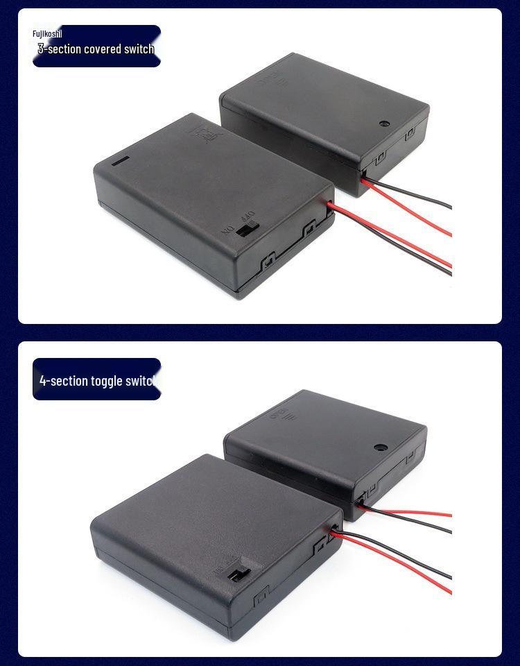 Size 5/18650 Battery Holder with Switch & Lead Wire for DIY Science Projects
