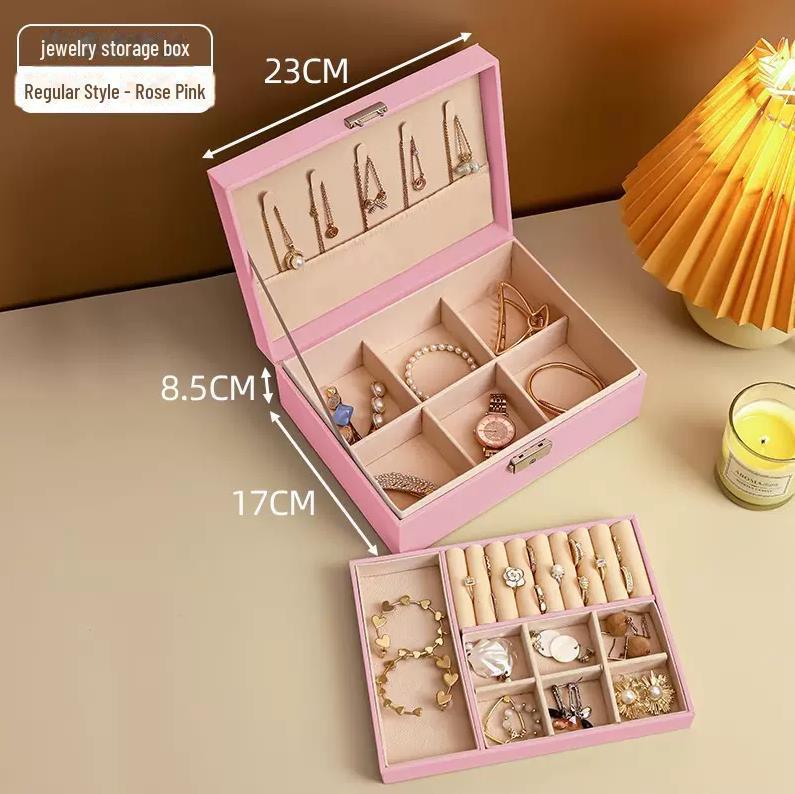 Exquisite dreischichtige Schmuckaufbewahrungsbox mit großem Fassungsvermögen und mehrschichtiger Schublade für Halsketten, Ohrringe und Handschmuck