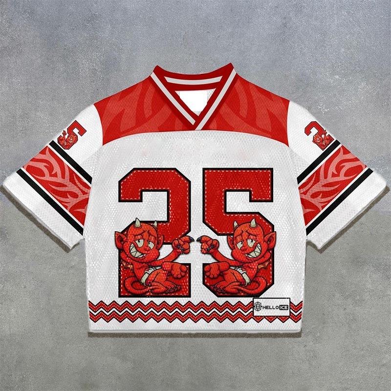 Maglietta americana Y2K, stile Harajuku, hip hop, moda, maglia da football, streetwear, vintage, casual, traspirante, con giunture, ampia, manica corta