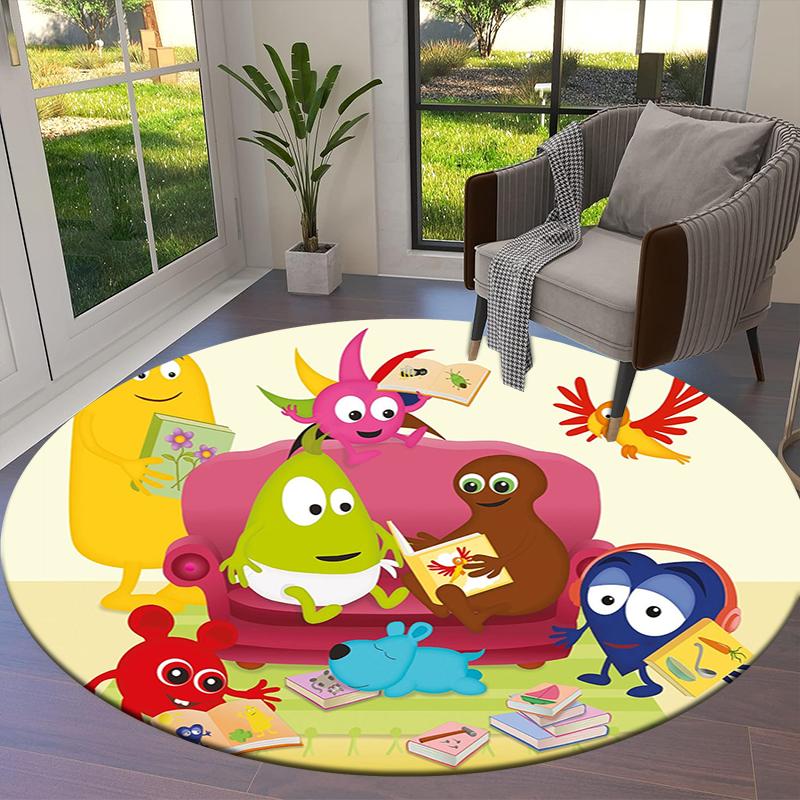 Babblarna Round Area Rug,Carpet Rug for Living Room Bedroom Sofa Playroom Decor,Non-slip Floor Mat28