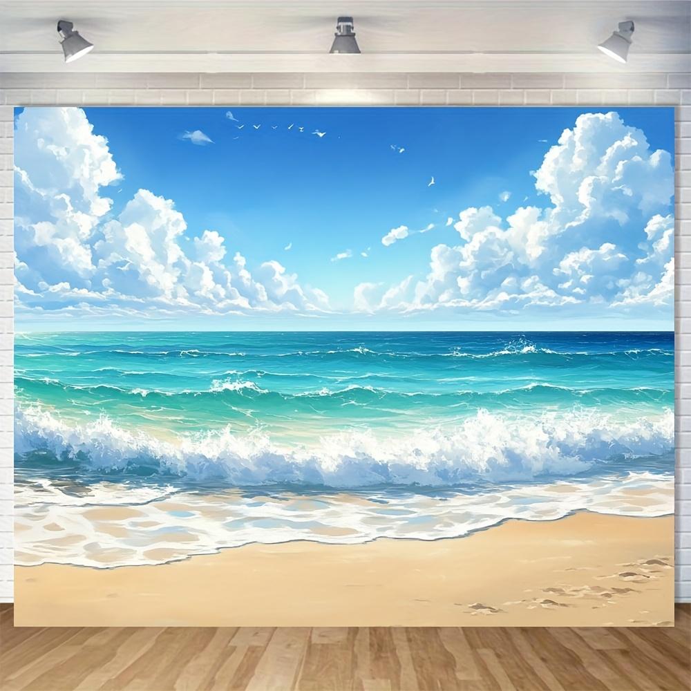 1 Coastal Style Tropical Beach Scene Background No Electricity Suitable for Indoor and Outdoor Decoration Photography Banner
