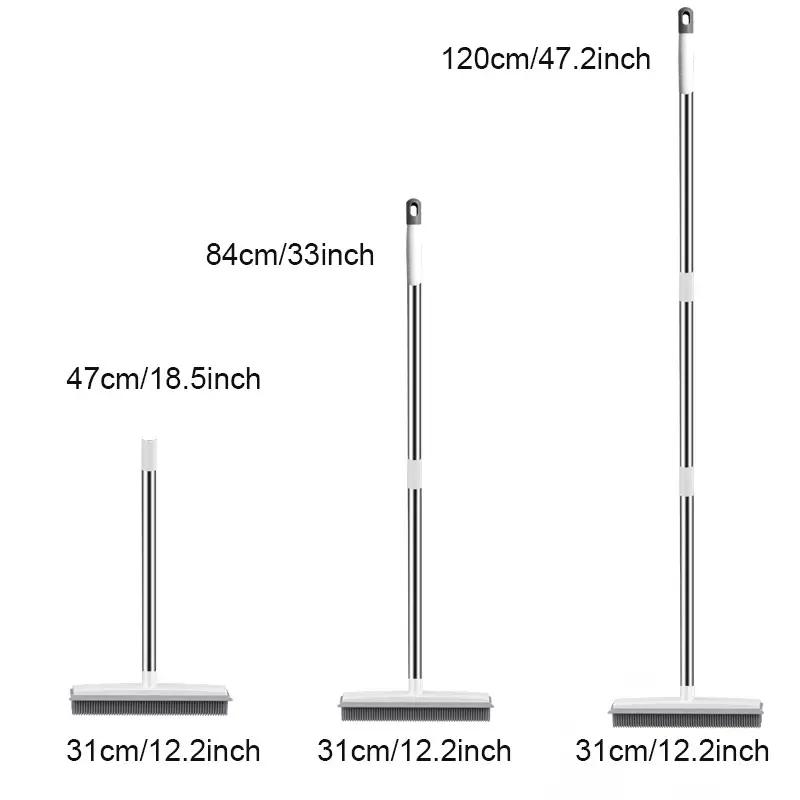 Rubber Clean Flooring Indoor Broom for Pet Hair Remover Fur Remover Broom with Squeegee, Portable Detailing Lint Remover Brush