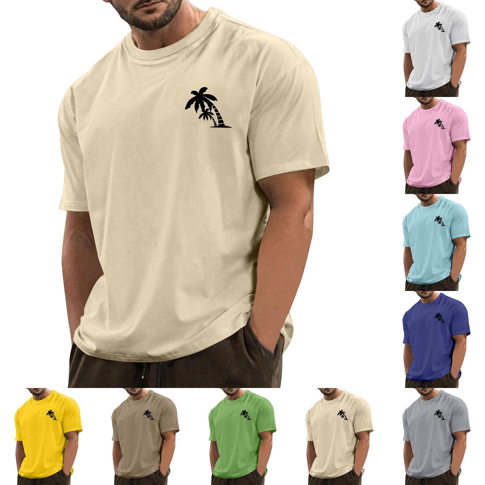 

Мужская модная повседневная футболка с круглым вырезом и короткими рукавами с гавайским принтом XXL