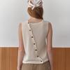 Elssibeui Diagonal Buttons Sleeveless Knit_Ivory