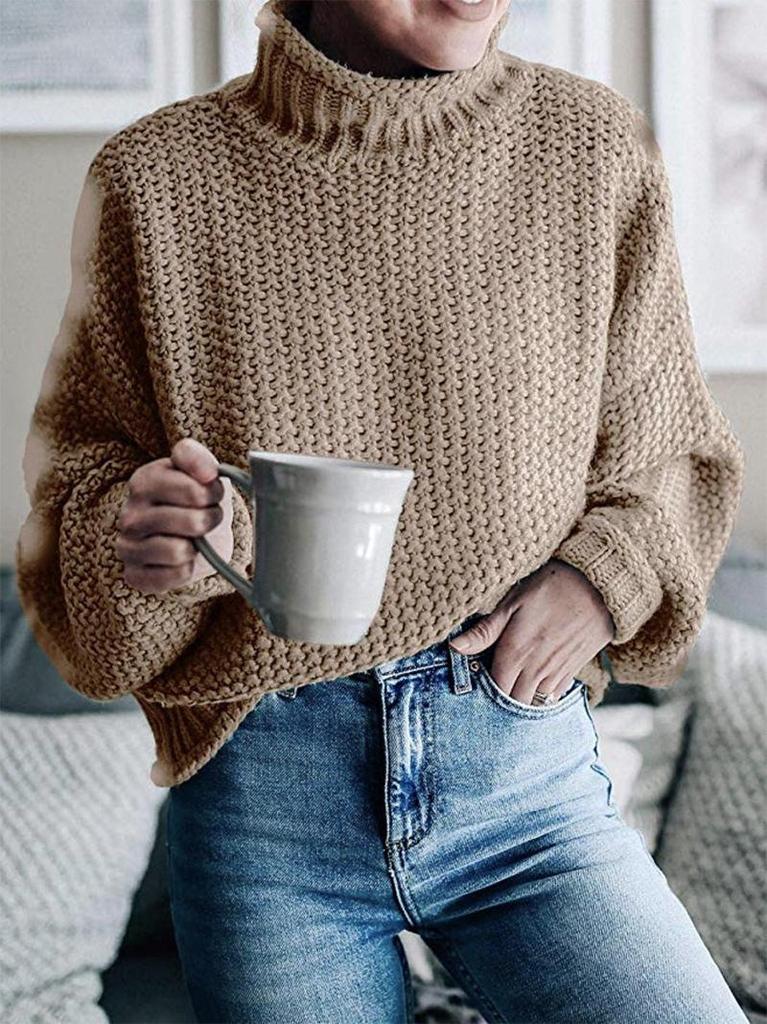 Women's 2026 High Neck Autumn/Winter Chunky Knit Sweater - European & American Style