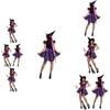 Bezauberndes Lila Halloween-Hexenkostüm für Damen mit magischem Zauberer-Design