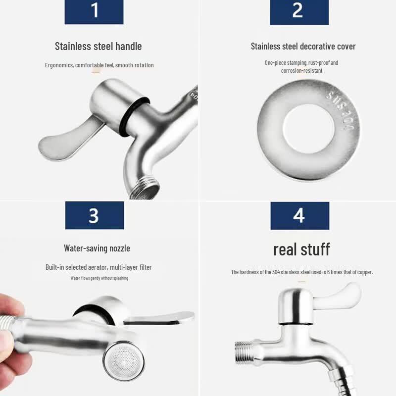Junlun 304 Stainless Steel Extended Washing Machine Faucet