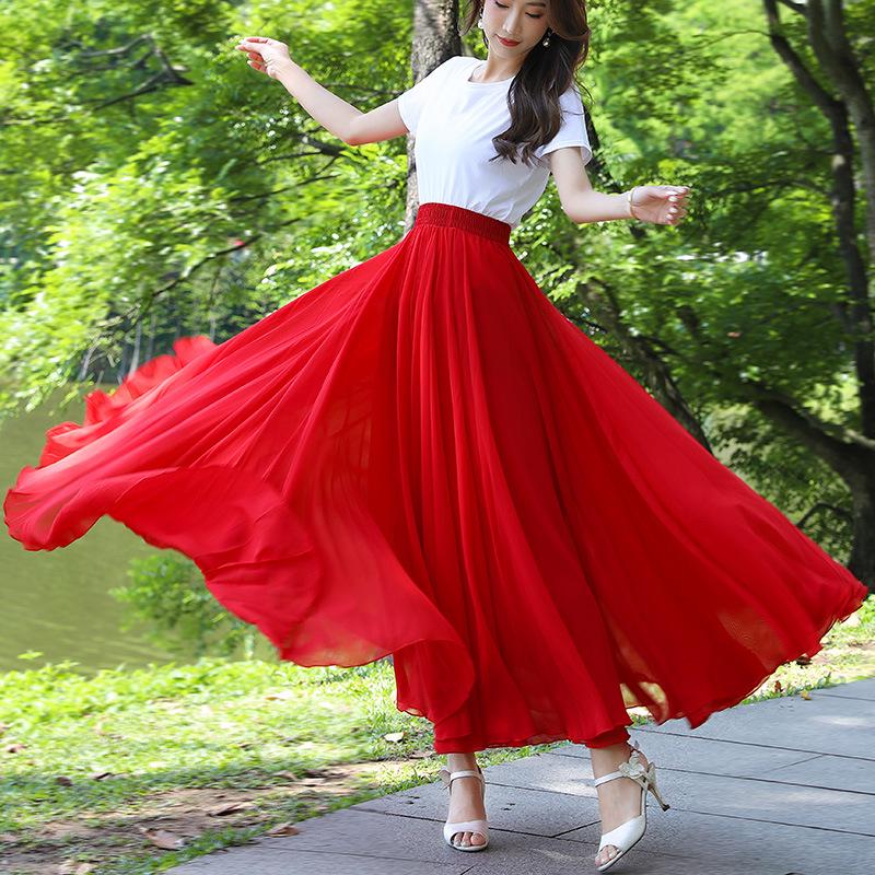 

Элегантная шифоновая юбка А-силуэта с поворотом на 720° для танцев – Классический и Современный стили 85CM for height 155-160cm