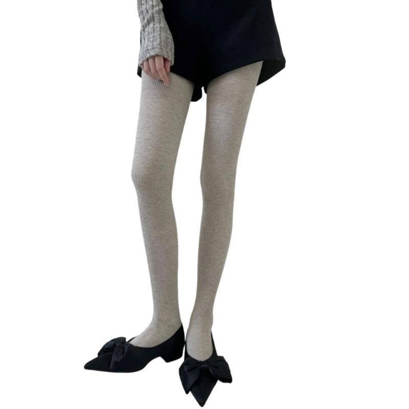 Women Winter Fall Elegant Ribbed Striped Opaque Tights Sparkly Glittering Solid Color Pantyhose Stockings Skinny Pants