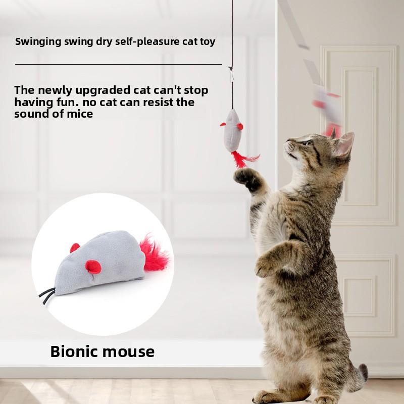 Hanging Sound-sounding Mouse Plush Cat Toy, Chirping Mouse Self-amusement Cat Toy
