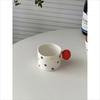 Colorful polka dot ins style ceramic cup with ball handle coffee cup