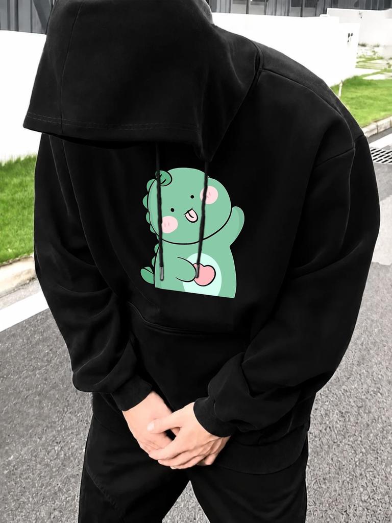 unisex Dinosaur Hoodie Sweatshirt with Kangaroo Pocket & Pullover - Loose Fit Streetwear Sweatshirt Suitable for Autumn Winter Outdoor, Cute Green Pri