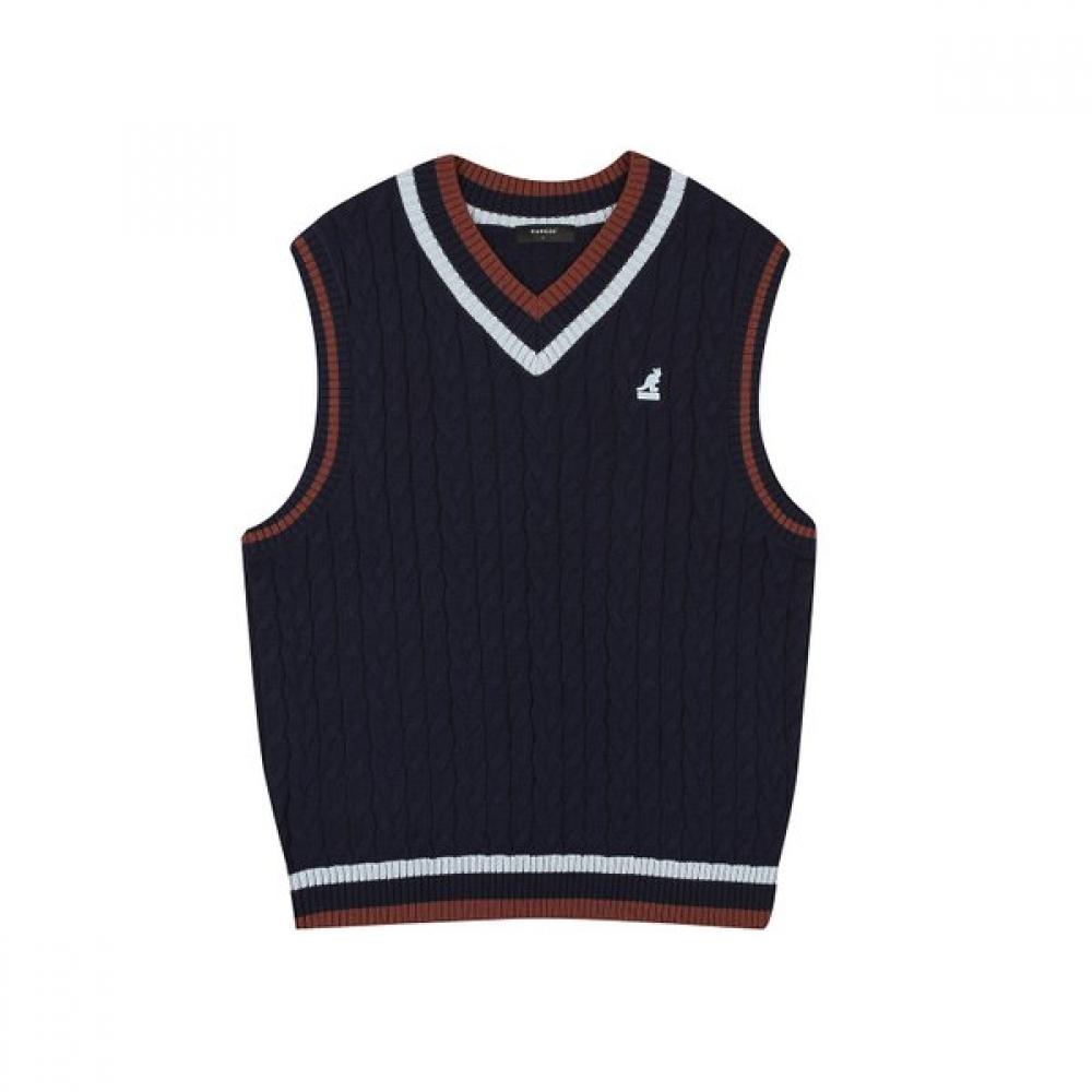 Kangol Preppy Cable Knit Vest Navy 1870 L