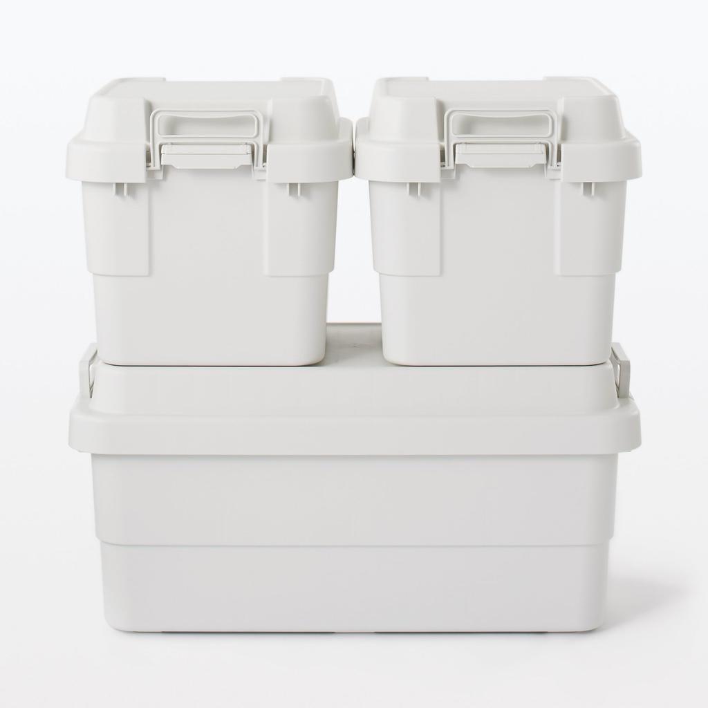 MUJI of Sturdy Storage Boxes with Recycled White Extra 84394263 Storage Storage (Muji) [Set 2] Polypropylene, Gray, Large, (Clothing Case, Case, Box)