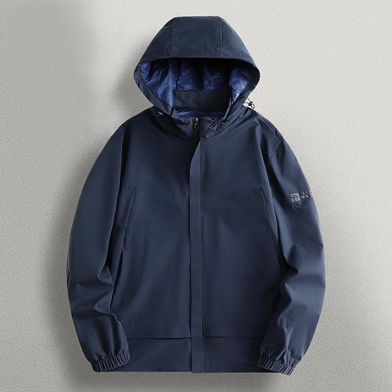 

Autumn and Winter New Loose Men s Trend Solid Color Hooded Jacket American Casual Tooling Ruffian Handsome Solid Color Coat Versatile L темно-синий