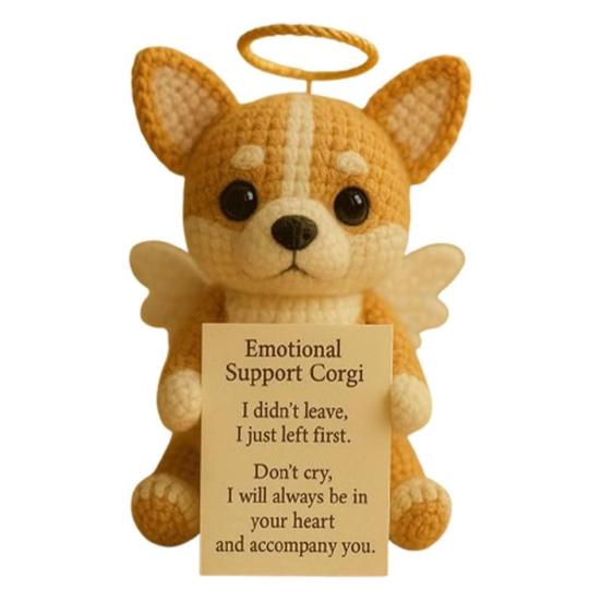 Memorial Positive Crocheted Puppy Emotional Support Angel Dog Handmade Positive Crochet Animal