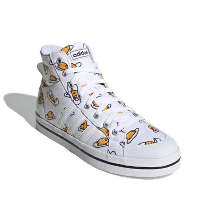 Adidas Gudetama X Neo Bravada Mid Canvas Printed Casual Sports Non-Slip High-Top Skate Shoes Unisex Sneakers Off-White FY2939