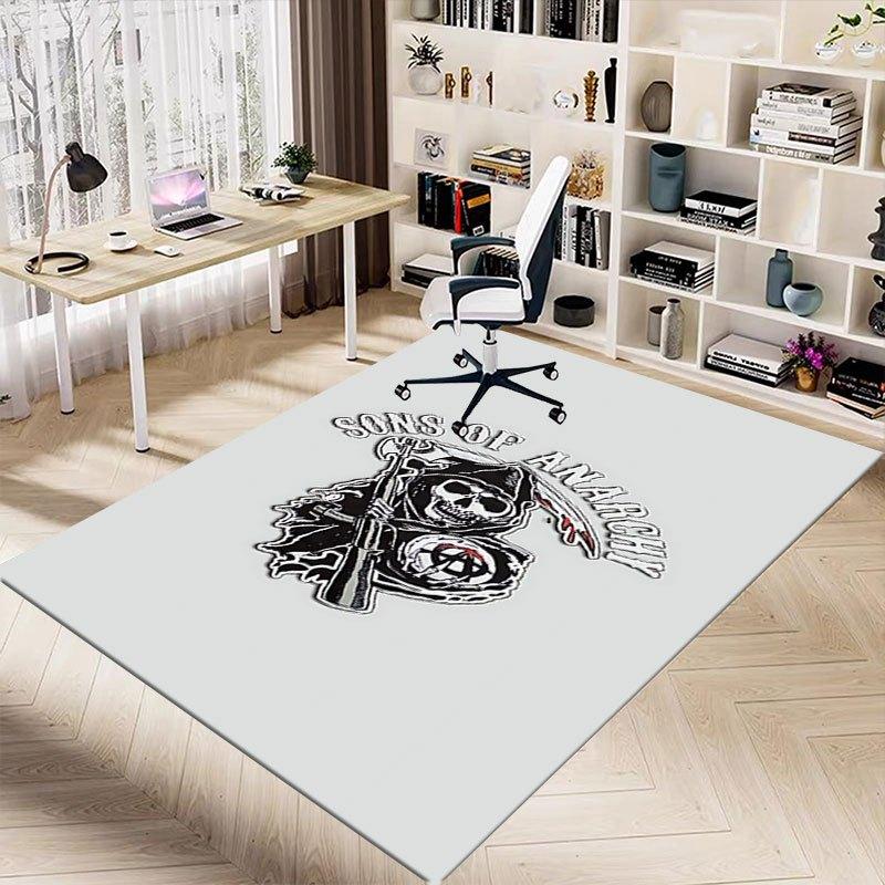 1pc Sons of Anarchy Themed Office Carpet Chair Mats - Durable Polyester Rug for Home Theater, Office, Dorm Room Decor - tA76