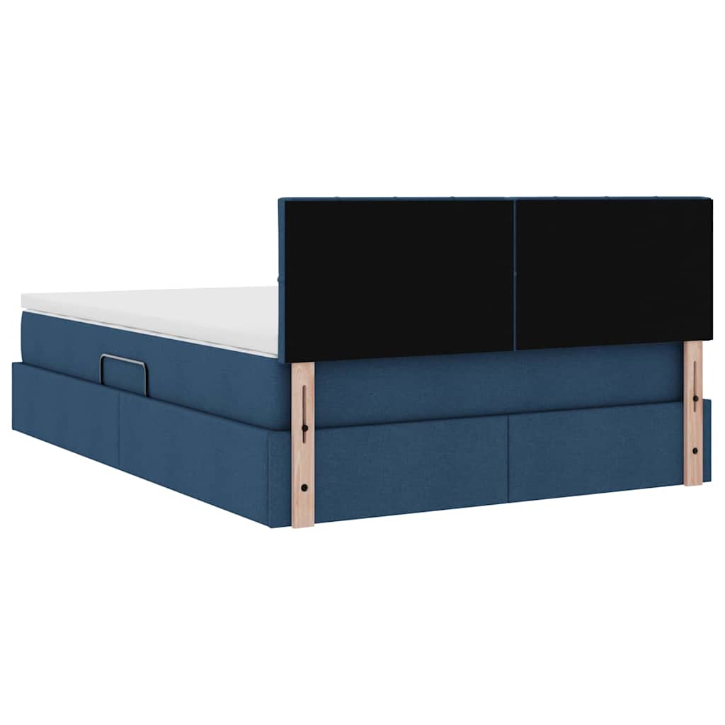 Storage Bed with Mattress Blue 140 X 190 Cm Particleboard