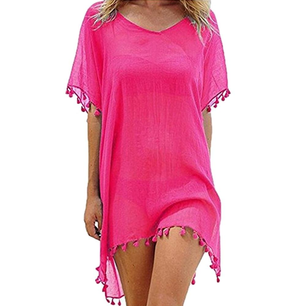 Übergröße Sommer Sonnenschutz Kittel Locker Bikini Cover-Ups Mode Badekleid für Damen