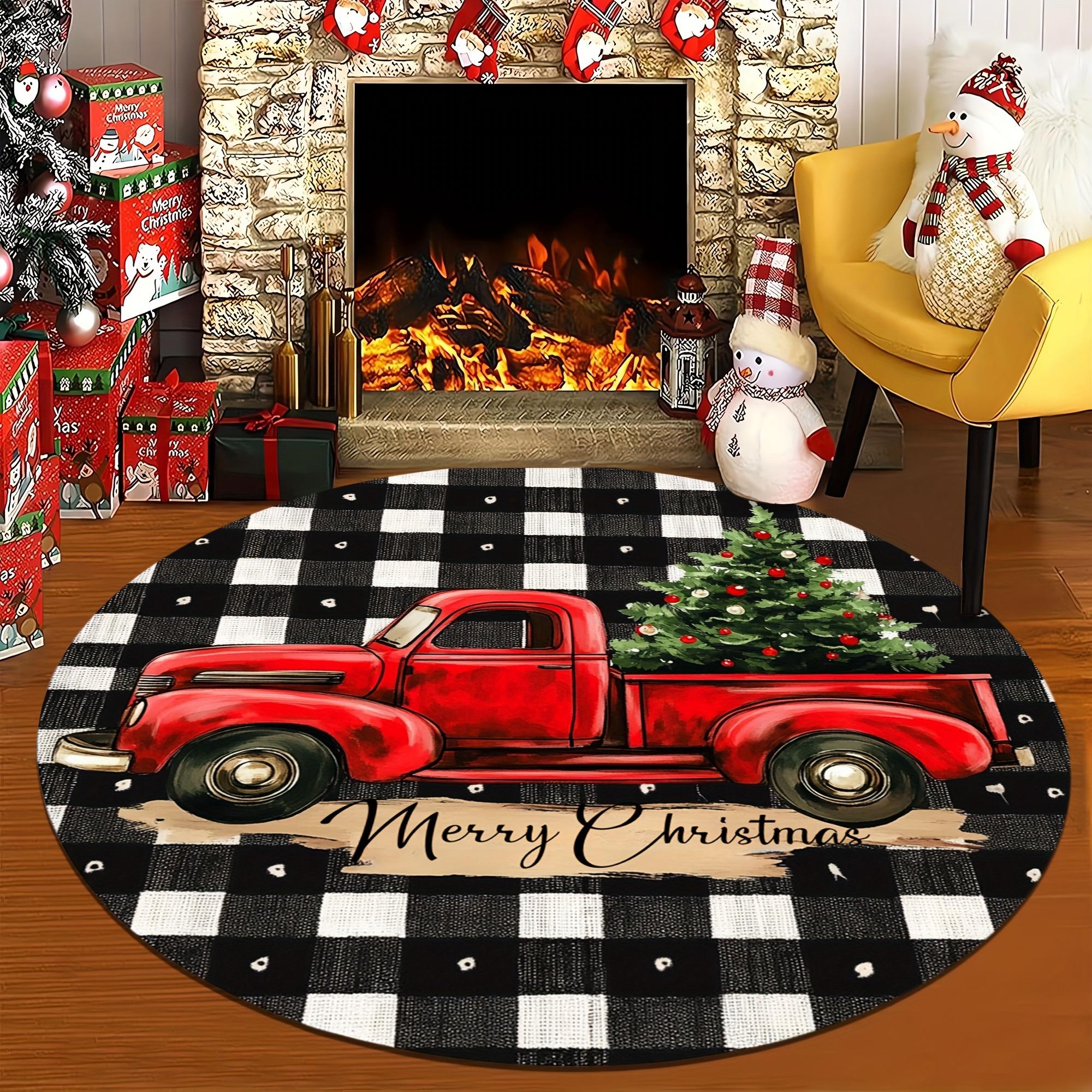 

VIKAMA Christmas Round Carpet Gingerbread Man Carpet Gift Living Room Carpet Rug For Bedroom Holiday Decoration 80X80CM (2.6X2.6FT
