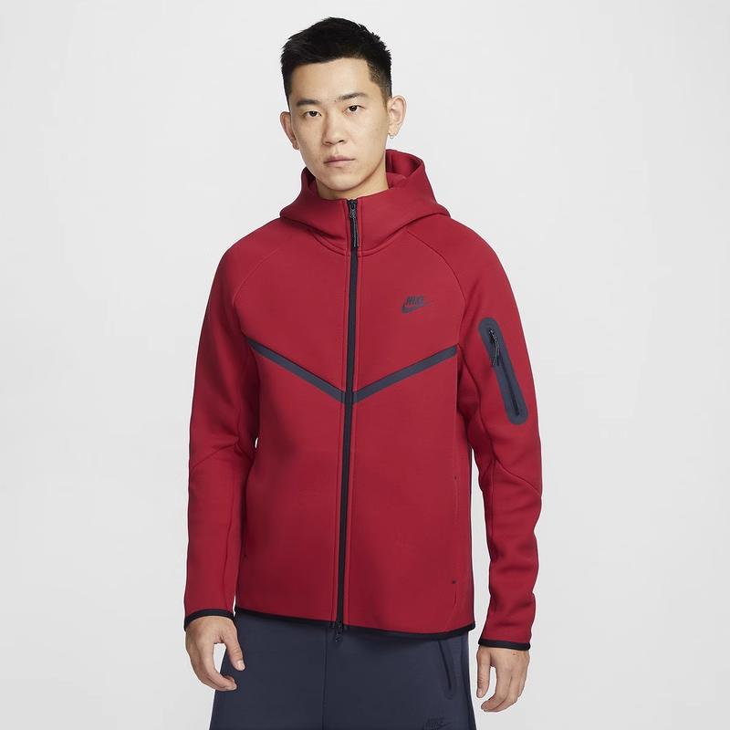 Nike Windrunner Wygodny Trwały Casualowy Prosty Kardigan Bluza z Kapturem Męska odzież wierzchnia Czerwony Czarny HV0950-687