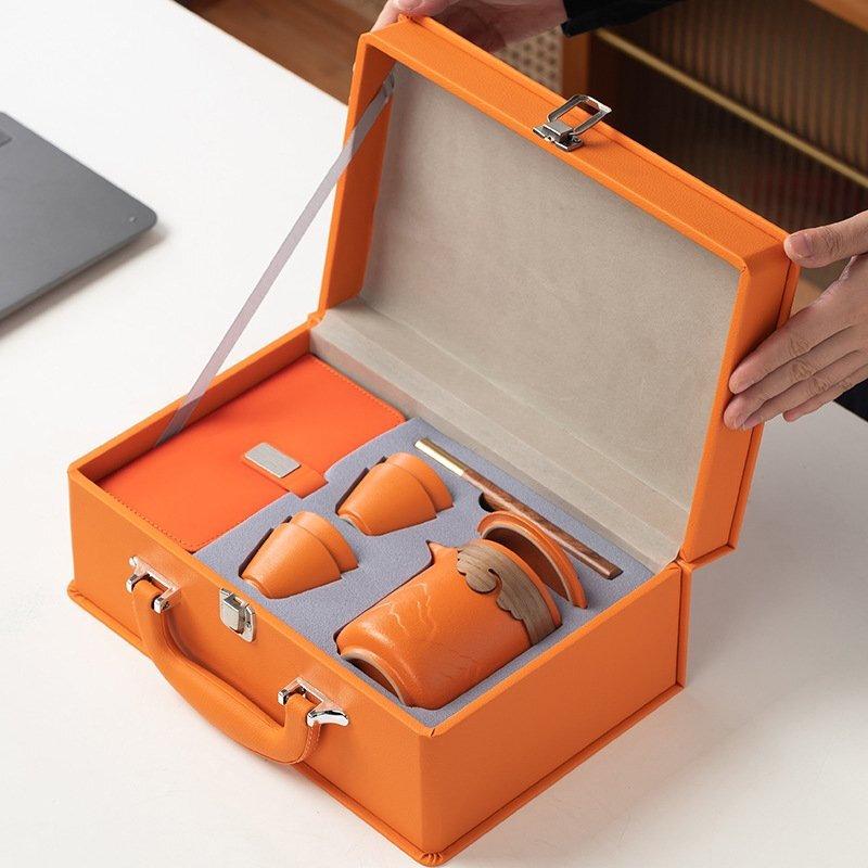 Luxury Silver Chinese Travel Tea Set