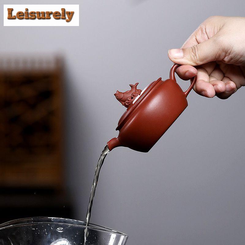 100ml Classic Yixing Purple Clay Teapots Handmade Fish Lid Pot Raw Ore Dahongpao Mud Tea Soaking Kettle Chinese Zisha Tea Set
