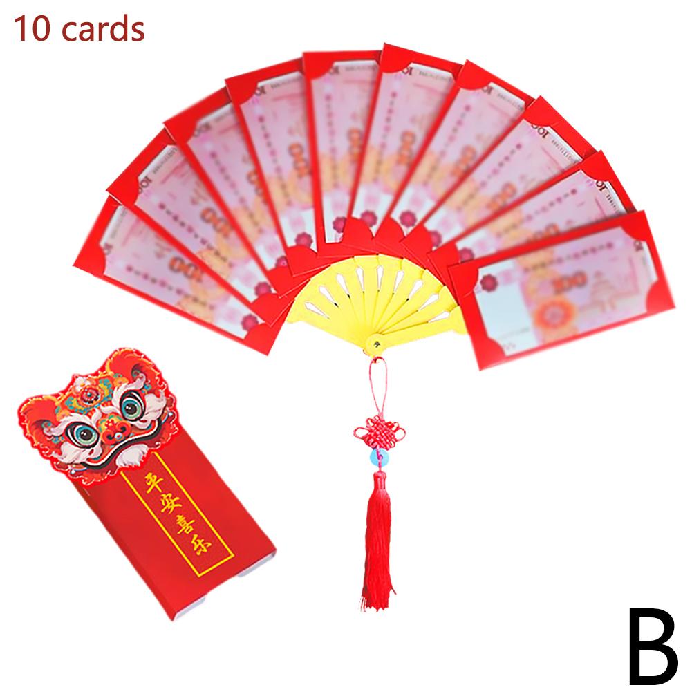 Fan Shaped Chinese Red Envelope New Year Red Packet Money Creative For Kids Gifts Pouch Blessin L7P0