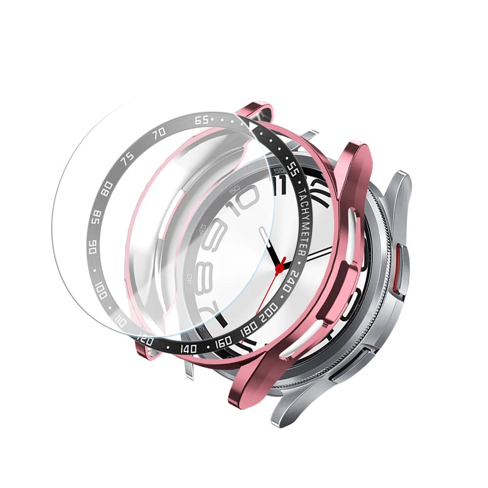 Tempered Glass+Bezel+Case for Samsung Watch 6 Classic 43mm 47mm Cover TPU Bumper All-Around Protector Clear Scratch Screen Shell