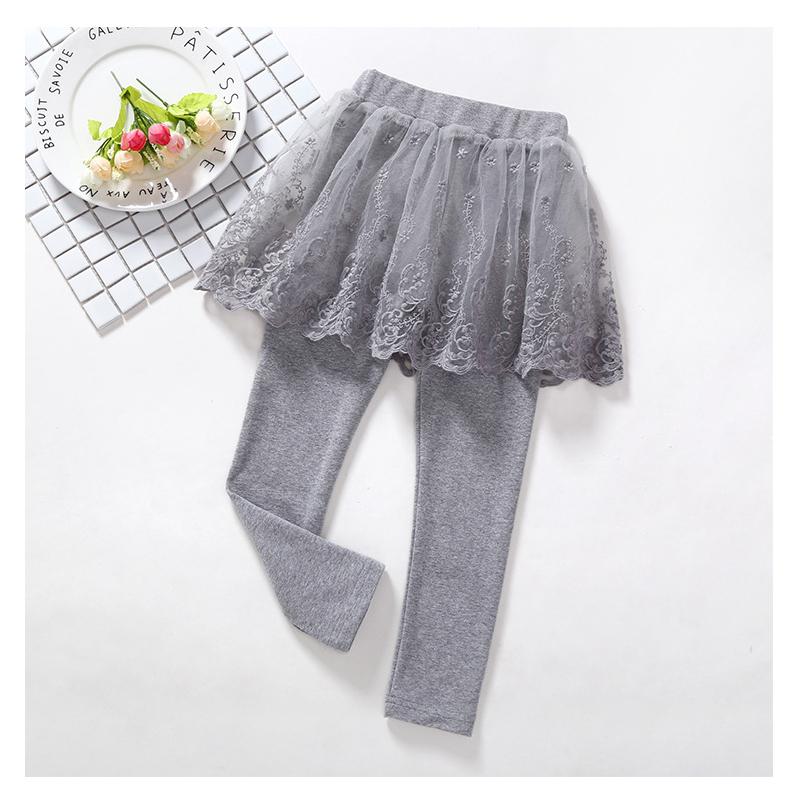 Children's Spring and Autumn Bottoms Girls Princess Dress Trousers False Two Pieces Fluffy Mesh Skirt Trousers 2-6year
