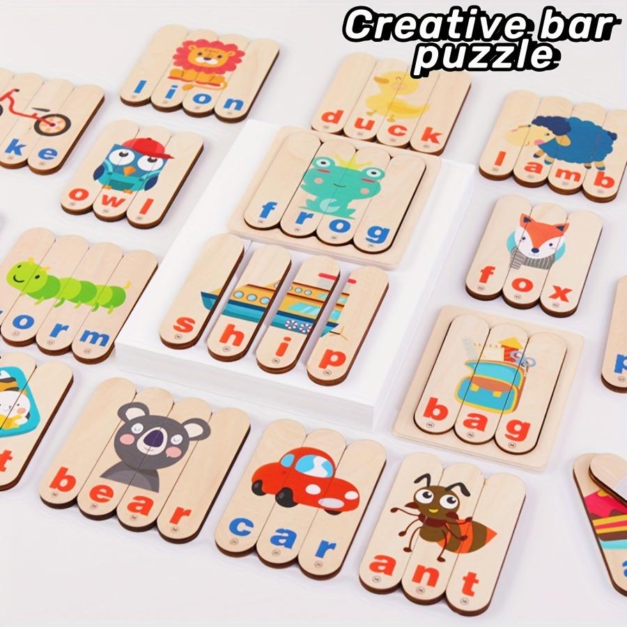 

Wooden Puzzle Toy Creative Double-Sided Puzzle Learning English Words Learning Puzzle Educational Supplies Gift Recommendation