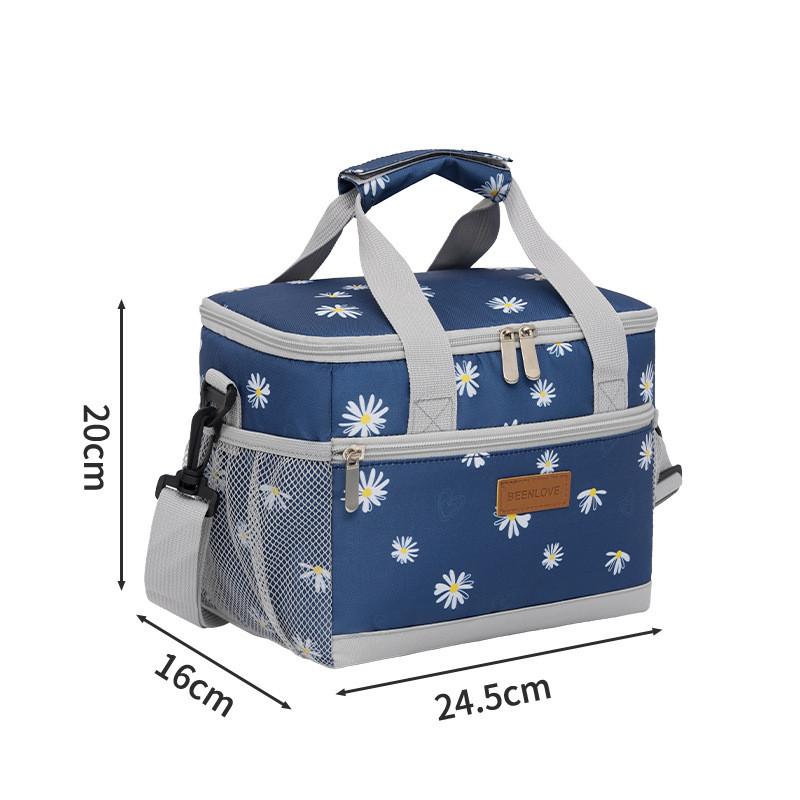 

Cherry Print Daisy Insulated Handheld Bag With Leakproof Features Waterproof Light Blue Daisy