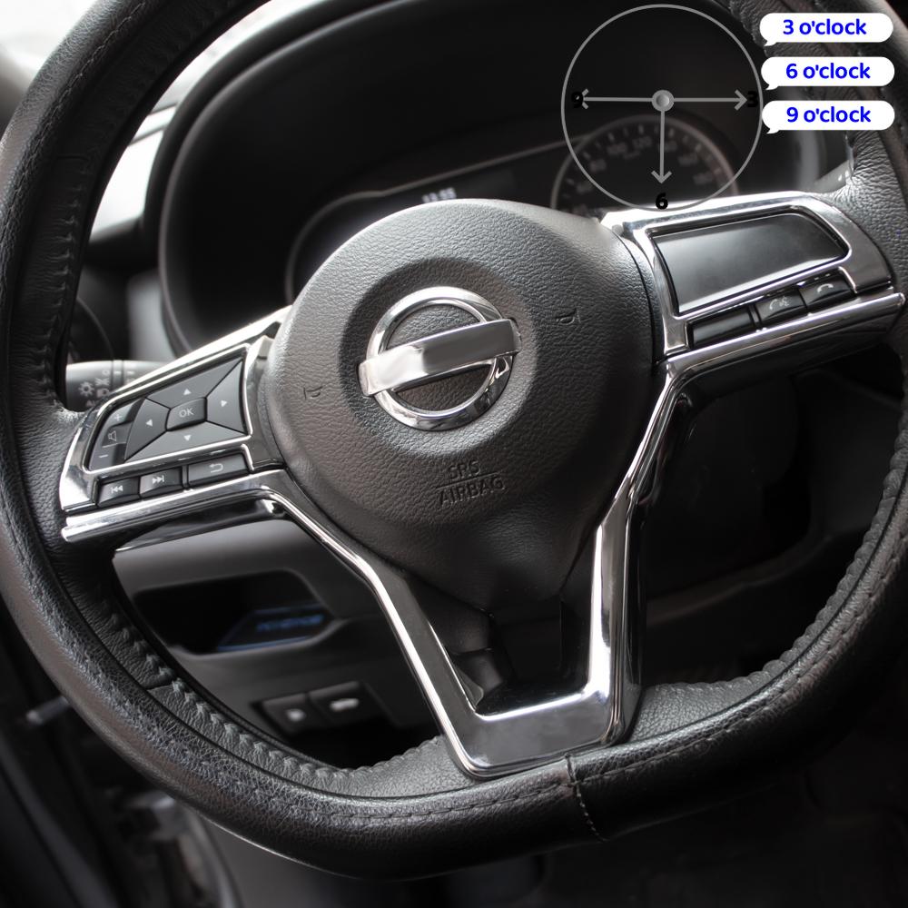 Car Steering Wheel Panel Knob Cover Trim Sticker for Nissan Xtrail T32 Rogue Note Qashqai J11 Versa Juke Micra Kicks Leaf Sentra