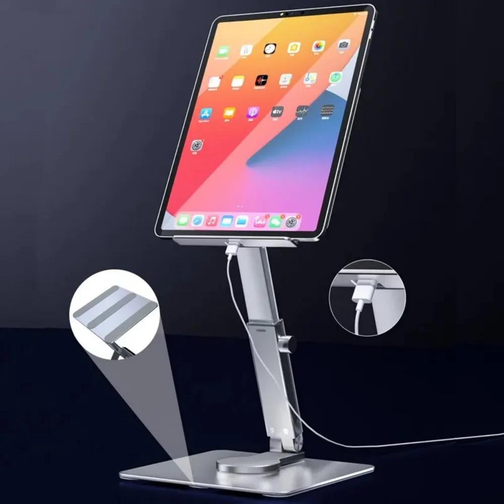 Foldable Mobile Phone Tablet Stand 360° Rotating Bracket Hollow Out Design Metal Scalable Bracket Portable Home Office Supplies