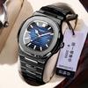 BINBOND Men's Watches Classic Fashion Fine Steel Strap Original Quartz Wristwatch for Man Striped Dial Waterproof Luminous Date