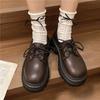 Large Size Platform British Style Lace-up Small Leather Shoes Round Head 2024 Thick Heel Loafers Autumn Retro Muffin Single Shoes Women