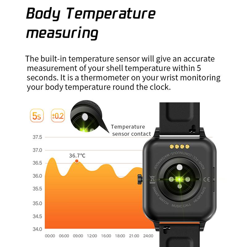 Men Women Smart Watch Ip68 Waterproof Body Temperature Monitor Call Smartwatch Fitness Sports Watches For Android Ios Phone