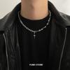 Titanium Steel Cross Ice Cracking Bead Necklace For Man Punk Spliced Collar Chain  Hip Hop Unisex Accessories Wholesale