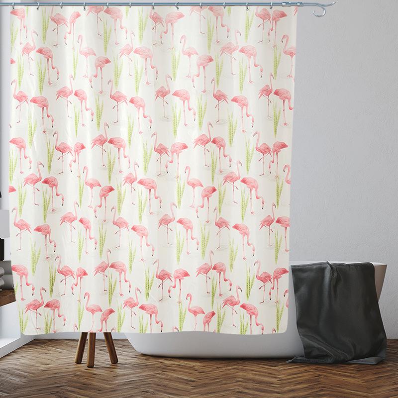 3D Printed PEVA Shower Curtain with Hooks – Thick, Waterproof, Mildew-Resistant Bathroom Partition