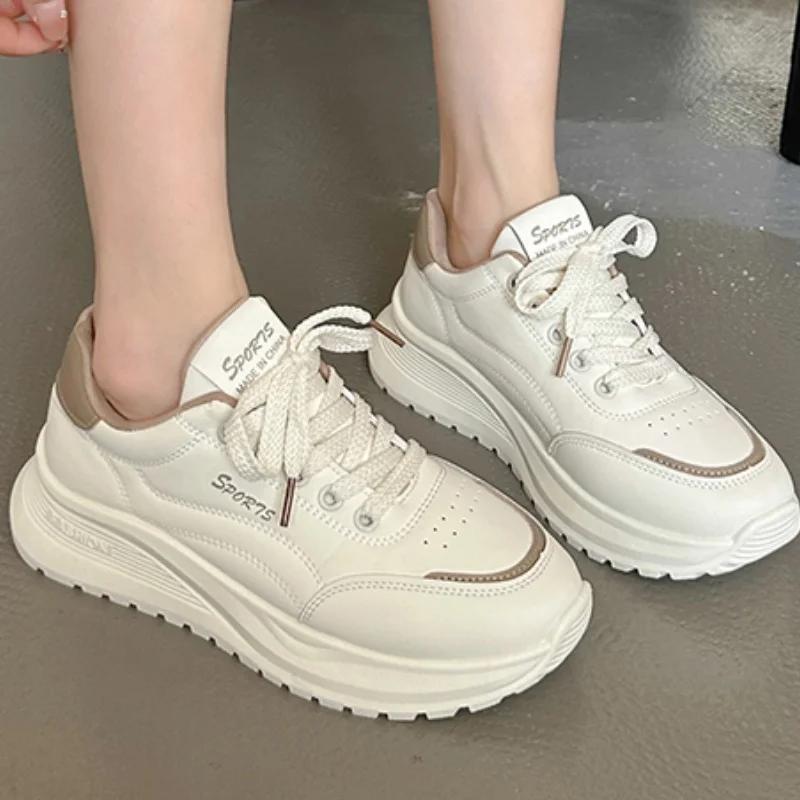

Round Head Thick Bottom Lace-up Shallow Mouth Women s Casual Shoes Spring and Autumn New Fashion Comfortable Sexy Sports Shoes 35 хакі