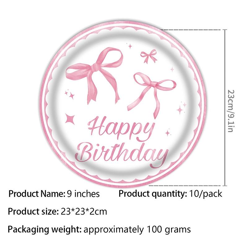 Black Bowknot Paper Plates Disposable Tableware Birthday Party Supplies Decorative Dinner Plates Napkins Baby Shower Party Decor