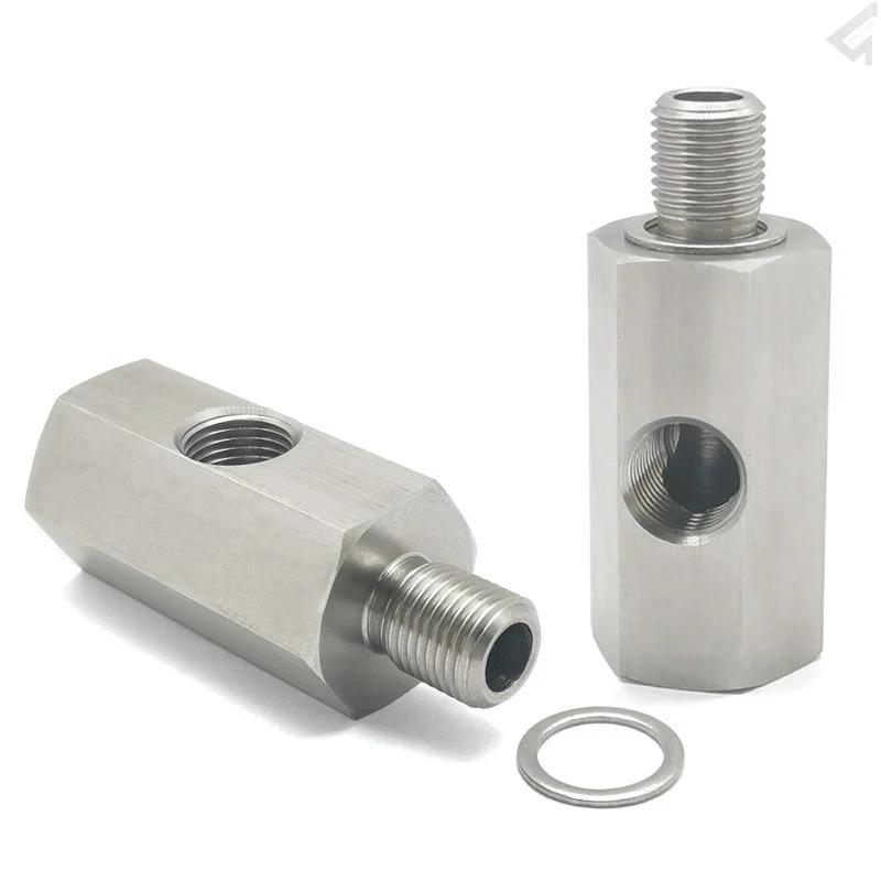 M10X1 with Side Hole 1/8NPT Car Fuel Pressure Sensor Tee Adapter Feed Line Gauge T Port Fitting -Male Female