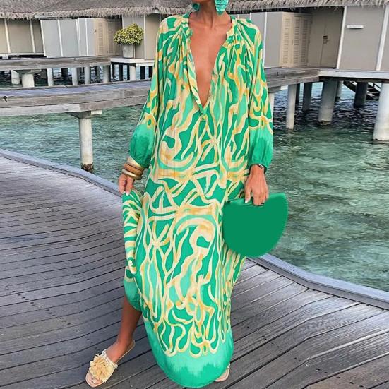 

Осеннее платье с термоусадочными манжетами, мягкий удобный классический винтажный свободный пуловер с принтом, женская одежда