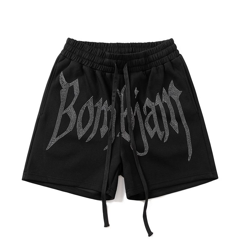 DRIPX Rhinestone Shorts Short pants Men Women Black Gray Sports Short Pants Beach Holiday Shorts