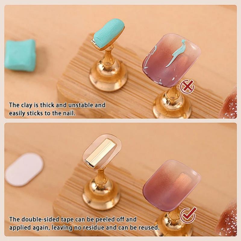 200pcsNail Support Double-Sided Tape Nail Art Special Transparent No-Trace Jelly Tape Wearable Nail Tips Practice Base Fixing St