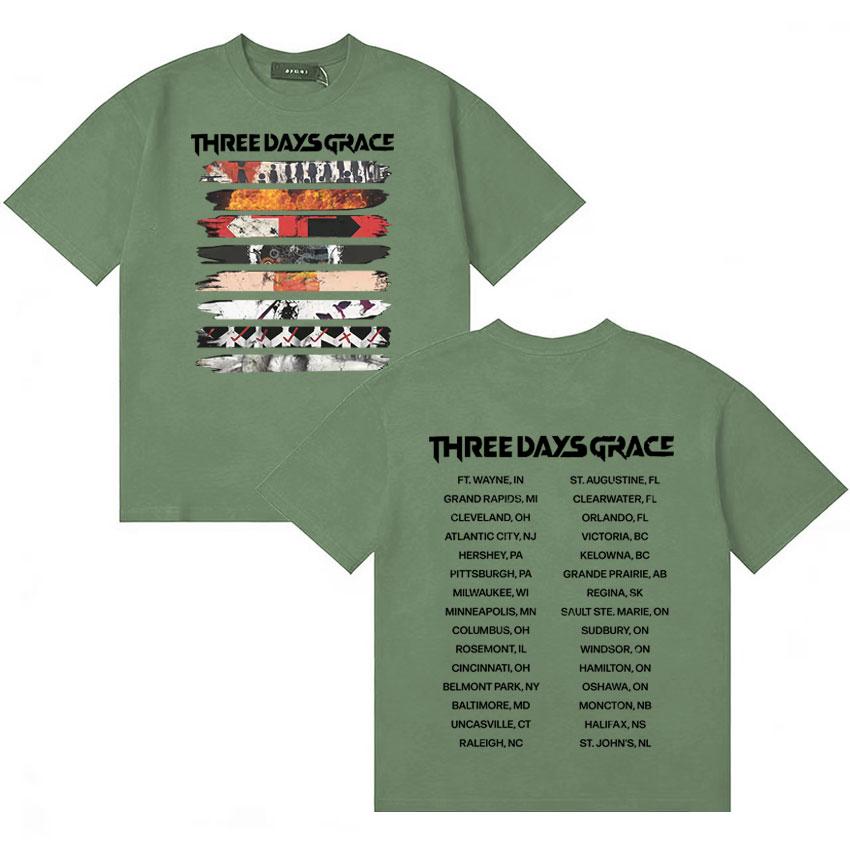Three Days Grace 2026 Album Merch Tour T-shirt Unisex Magliette in Puro Cotone T-shirt a Manica Corta Comfort Oversize di Alta Qualità
